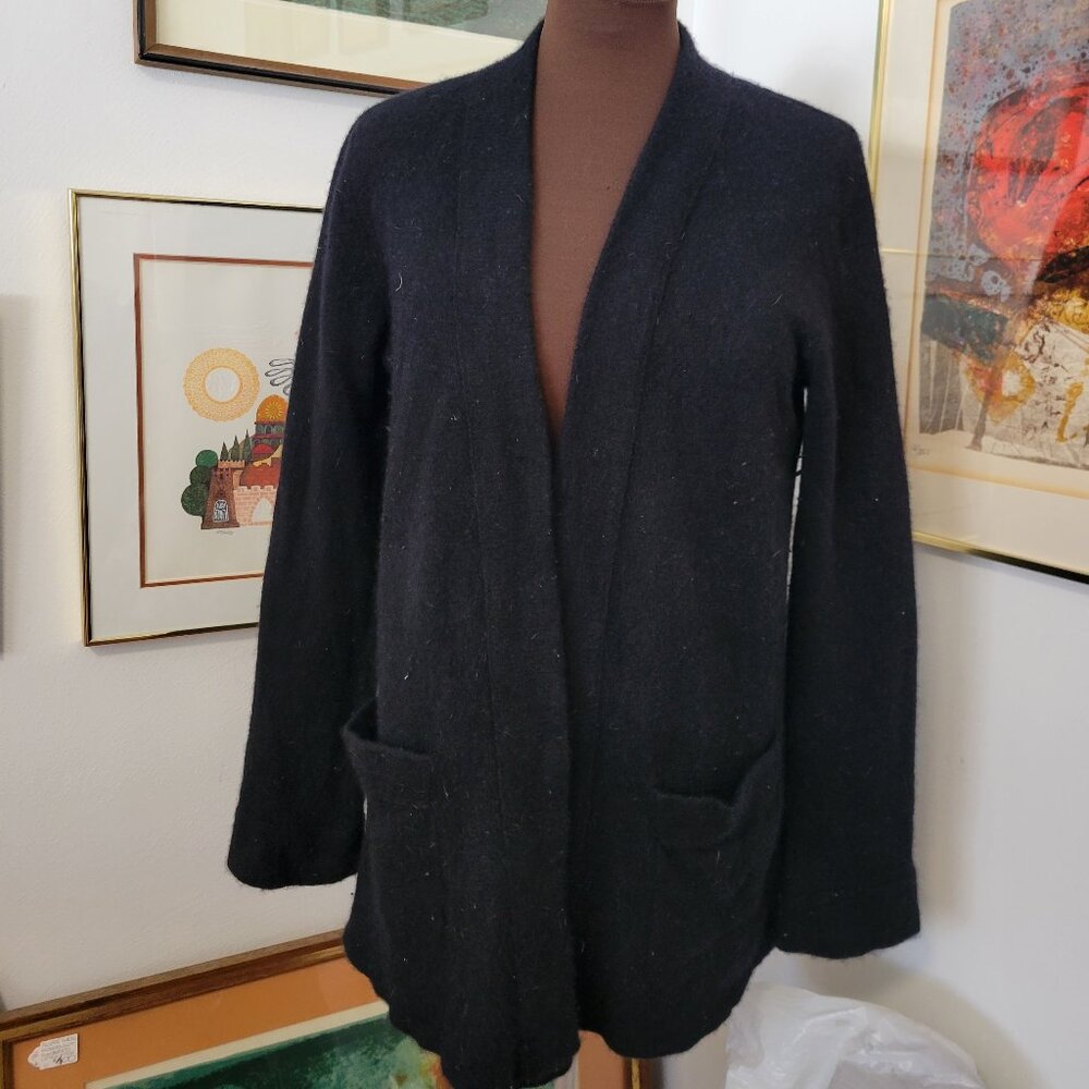 Sutton Cashmere Open Flared Black Cardigan -No Closure- Size XL but fits small